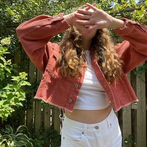 Red Corduroy Cropped Jacket